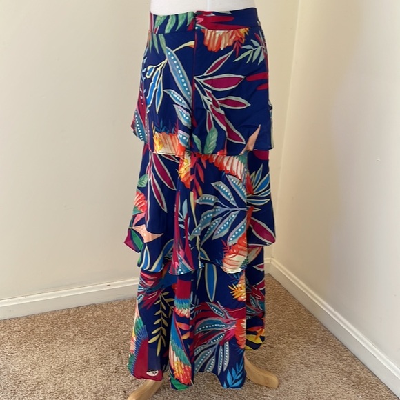 FARM RIO size M tropical leaf print layered skirt - Picture 3 of 10